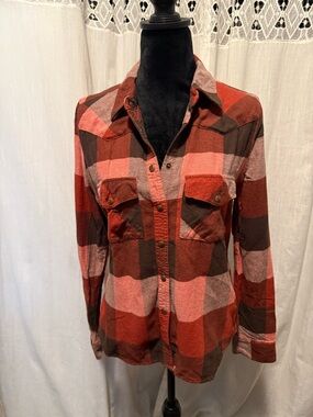 Red, Pink & Brown Buffalo Plaid Button-Up Shirt